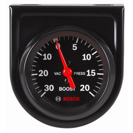 Actron Bosch SP0F000050 Style Line 2" Mechanical Vacuum/Boost Gauge (Black Dial Face, Black Bezel)