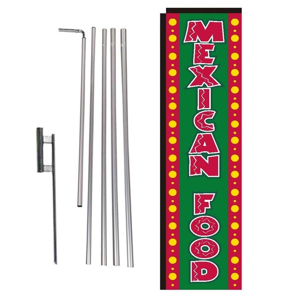 Mexican Food Rectangle Feather Banner Flag Sign with Pole Kit