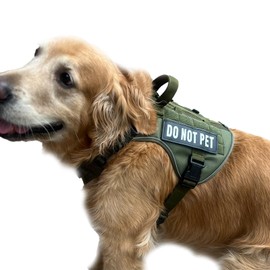 DNALLRINO Tactical Dog Harness for Medium and Large Breeds, Air Dog Vest No Pull with Reflective Do Not Pet Patches, Breathable Dog Molle Vests for Training Walking Hunting Green