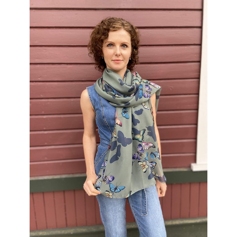Anuschka Chiffon Scarf - 60 x 182 cm - Printed