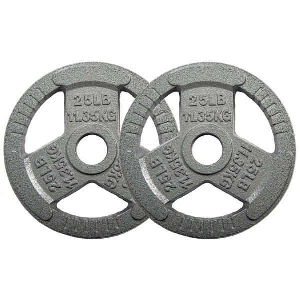 OLIXIS 2-Inch Grip Olympic Style Cast Iron Strength Plates for