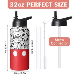 Cute Cartoon Mouse Tumbler with Top Handle and Straw Lid Gift for Boys Girls Water Bottle Travel Kettle Cup for Car Cold and Hot Stainless Steel Double Wall Insulated Mug (palm, 32OZ)