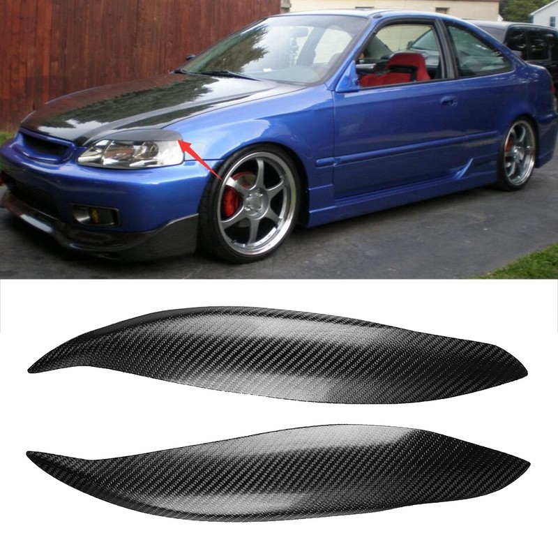 1 Pair Carbon Fiber Car Headlight Eyebrow Eyelid Fit for