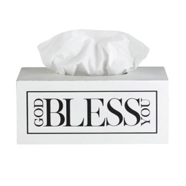 Creative Brands Faithworks - God Bless You Wooden Tissue Box Cover, Large, White