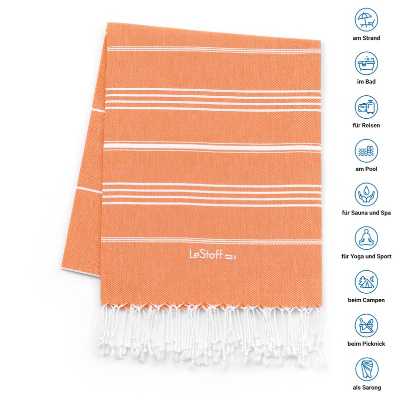 LeStoff Hammam Towel - 100% Organic Cotton, 95 x 180