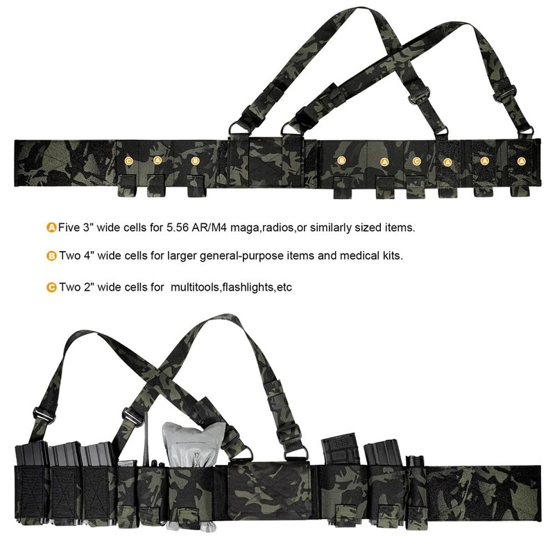 KRYDEX Tactical Chest Rig Elastic Rig Cummerbund with X Harness