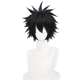 COSPLAZA Cosplay Wig Short Rock Spiky Straight Dark Black Heat Resistant Synthetic Adult Anime Hair