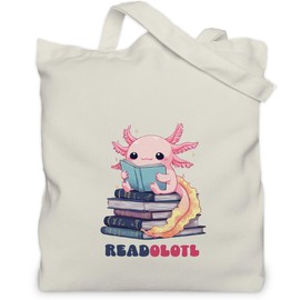 Axolotl Gifts for Book Lovers Women Tote Bag, Cute Axolotls Handbag with Inner Pocket.