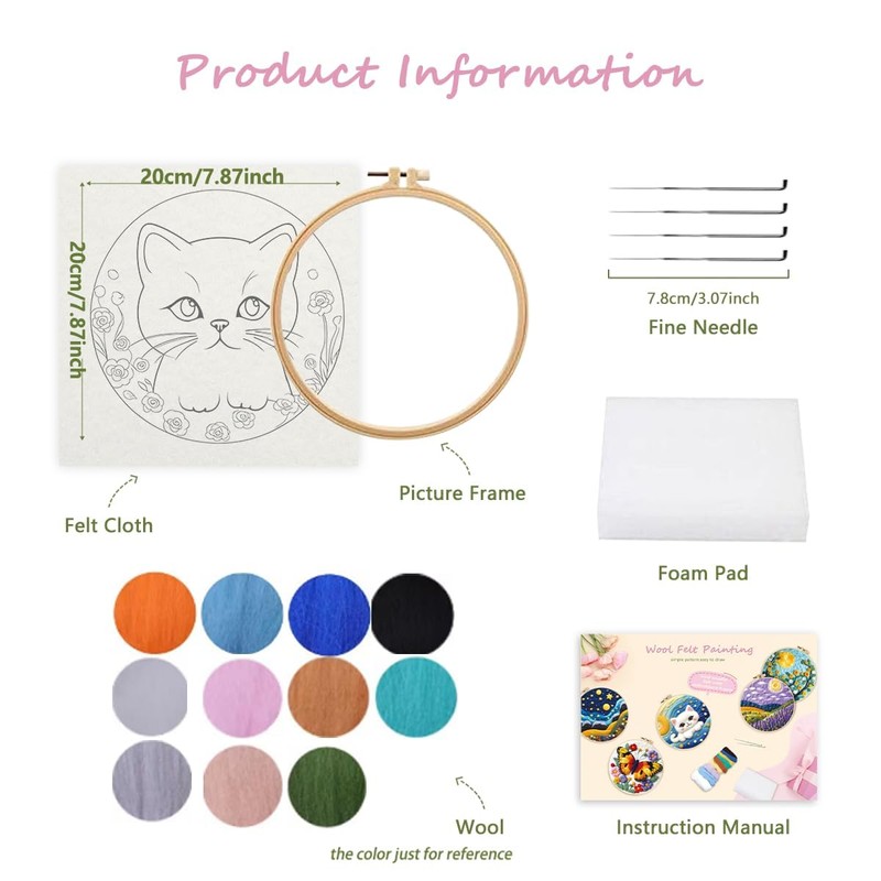 Needle Felting Kit for Beginner – Cat Needle Wool Felting