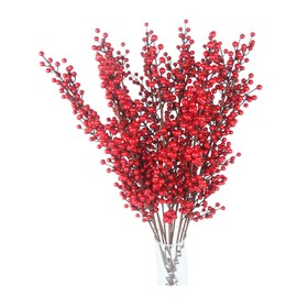 4 Pack 30 Inch Artificial Red Berry Stems,Artificial Fruits-Outdoor UV Resistant No Fade Christmas Holly Berry Branches, Wreaths for Photo Props Home Party Holiday Home Decor and Crafts,Wedding Decor