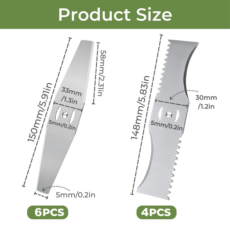 eupdd Pack of 10 Electric Grass Trimmer Replacement Blade: Metal
