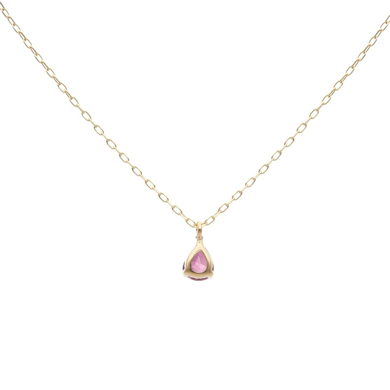 L&Co K10 Zizuku Drop Pendant Necklace Birthstone, Yellow Gold, july