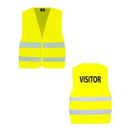 GIDUTEX Sicherheitsweste Warnweste Aufdruck Security oder Visitor mit reflektierenden Streifen waschbar (Visitor, XL/2XL)