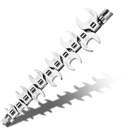 SHALL 3/8" Crows Foot Wrench Set, 11-Piece Metric Crowfoot Wrench Set with Clip-on Organizer, 10-22mm, Tools for Mechanics, Access Fasteners in Tight Spaces