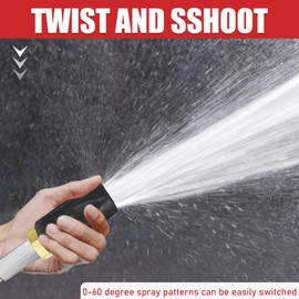7-12 GPM High Pressure Twist Nozzle, Adjustable Downstream Soft Wash Nozzle, Used In Conjunction With High-Pressure Water Gun,For Cleaning High Walls,Twist Nozzle Can Rotate 60 Degrees To Spray