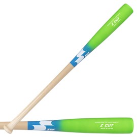 SSK Z Cut Maple Wood Baseball Bat - Made in Japan - Balanced - Durable (Natural/Green/Blue, 33")