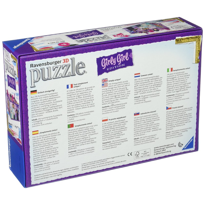 Ravensburger 12091 - 3D-Puzzle Girly Girl Edition Aufbewahrungsbox, violett