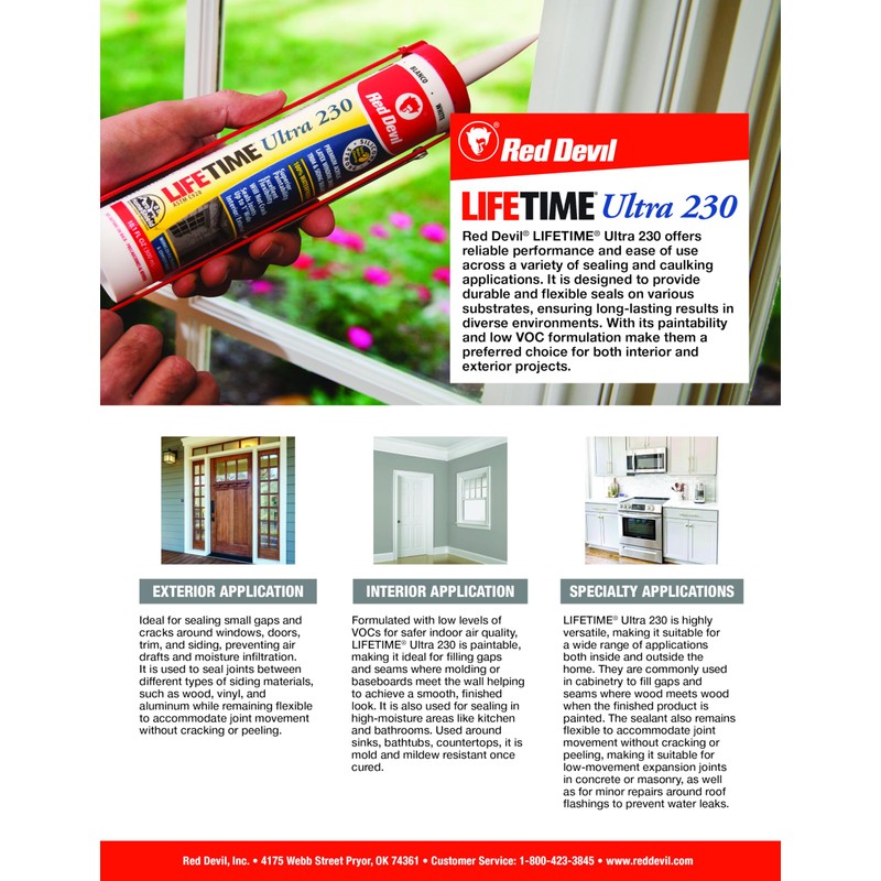 Red Devil 077050 Lifetime Ultra Premium Elastomeric Acrylic Latex Sealant,