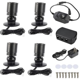 YaeCCC 4Pack Dimmable 360° Angle LED Mini Spotlight Jewelry Display Cabinet Light 3000k
