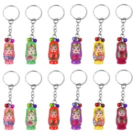 Toyvian Pack of 12 Russian Nesting Dolls Keyring Matryoshka Russian Dolls Keyring Wooden Girls Dolls Purse Bag Charm Party Favour Gift
