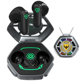 ANCwear TWS Wireless Earbuds, Bluetooth Headphones, Lightweight In-Ear Headphones with Customisable Eagle Emblem Stickers, 20 Hours Playtime, Touch Control, Type-C Charge, Bold Gold Design for Gamers