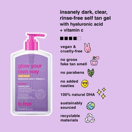 B.TAN b.tan Clear Self Tanning Gel & Exfoliating Kit | Next Level + Erase Tan Repeat Bundle - 1 Hour Express, Transfer-Resistant Ultra Dark Fake Tanner, 2-in-1 Exfoliator Scrub & Body Wash with Mitt