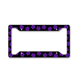 ClustersNN Purple Paw Prints with Hearts - Auto License Plate Frame