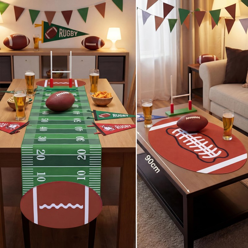 2 Pcs 18.5 x 71 in Football Court Table Runner
