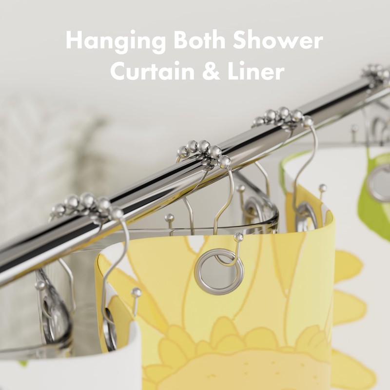 AmazerBath Shower Curtain Hooks, Shower Curtain Rings, Metal Chrome Shower