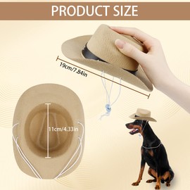 YOLUFER Pet Hat Costume Dog Cowboy Hat with Adjustable Strap, Party Cowboy Hats for Small Pets Puppy Cat (Light Coffee)