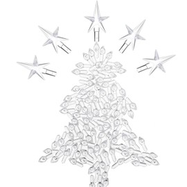 100 Pieces Plastic Christmas Tree Bulbs and 5 Stars Replacement Tree Bulbs for Ceramic Christmas Tree Decorations (Transparent, 3.8 mm Diameter)
