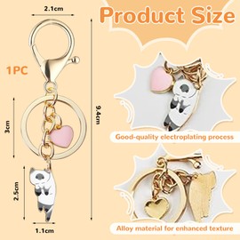 LunarCharm White Cat Pink Heart Keychain Fun Cartoon Kitten Cute Keychain for Animal Keychain Birthday, Gifts for Cat Lovers, White
