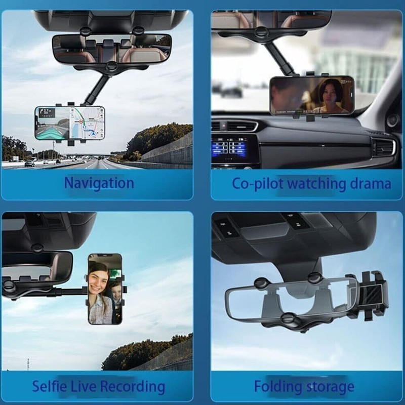 Miniduino 360° Car Phone Holder Rotatable And Retractable Rearview Mirror