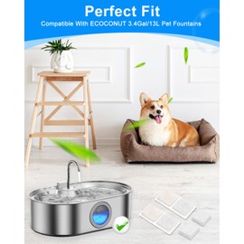 MyfatBOSS 12+12 Pack Dog Water Fountain Filter Compatible with ECOCONUT 3.4Gal/13L Stainless Steel Large Pet Fountain, Activated Carbon & Sponge Filter for Cat Dog Water Bowl Dispenser