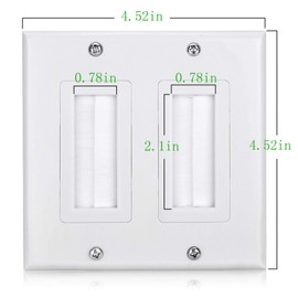 Brush Wall Plate Decora Style, Cable Pass Through Faceplate Insert for Wires, Single Gang Cable Access Strap, Wall Socket for HDTV, HDMI, Wall Cables Brush Plate