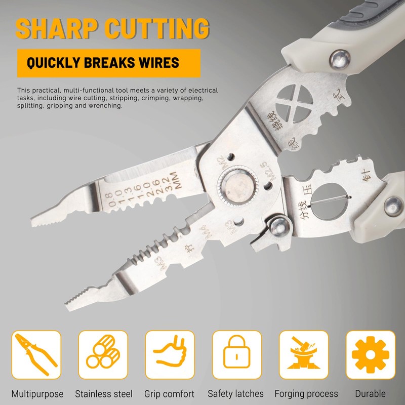 7 in 1 Multifunctional Wire Stripper, Stainless Steel Anti-Slip Cable