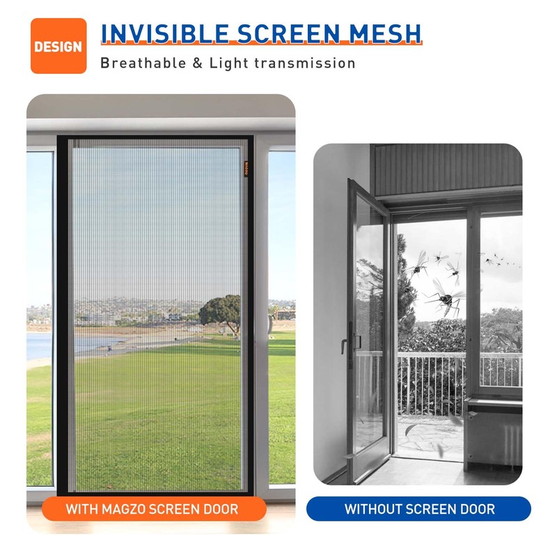 MAGZO Magnetic Screen Door Fits Door Size 38 x 82