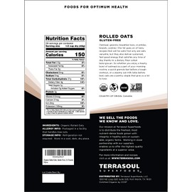 Terrasoul Superfoods Organic Rolled Oats, 5 lbs - Gluten-Free | Old-Fashioned | Whole Grain