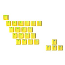 Ranked Rubber Keycap Set | Double Shot Translucent | OEM Profile for Mechanical Gaming Keyboard (Neon Yellow, 23 Keys)