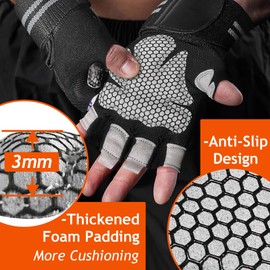 VOUSXLLEZ Fitness gloves, training gloves for men and women, gym sports gloves for weightlifting, strength sports, cycling, pull-ups (black, L)