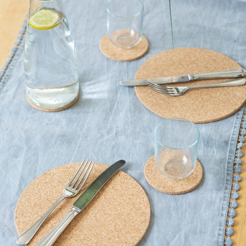 T&G 15034 FSC Certified Cork Round Table Mats/Surface Protectors, Set