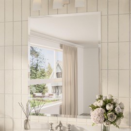 TokeShimi 40x30 Frameless Mirror Bathroom Rectangle, Bathroom Vanity Mirror Beveled with 1" Beveled Edge, Shatterproof Farmhouse Mirror Wall Mounted for Living Room, Entryway, Restroom