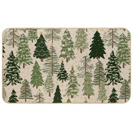 JarThenaAMCS Christmas Doormat Christmas Tree Floor Mat Non-Slip Forest Front Door Rug for Indoor Outdoor Kitchen Bedroom Bathroom, 17 x 29 Inch