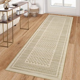 GarveeHome Washable Runner 2x6 Runner Rug Non Slip Kitchen Rugs Modern Beige Entryway Rug Farmhouse Soft Bathroom Rugs Stain Resistant Carpet for Hallway Laundry Bedroom 2'x6' Beige