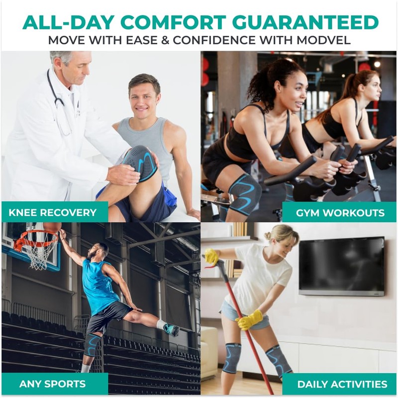 MODVEL Knee Support Set for Men and Women, Breathable Knee