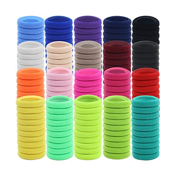 200 Pack Small Terry Cloth Knit Stretchy Wide Thick Colorful Hair Ties Scrunchies Elastics Hair Bands Ties Candy Hair Rubber Bands for Thin Curly Hair Ponytail Holder Hair Accessories for Women Girls