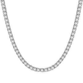 Roheafer Tennis Chain Iced Out, 5A Cubic Zirconia Necklaces for Men and Women, 18 Carat White Gold Plated, 4.0 mm 5.0 mm Silver Gold Round Cut Diamante Choker Necklace Bracelet, Cubic Zirconia