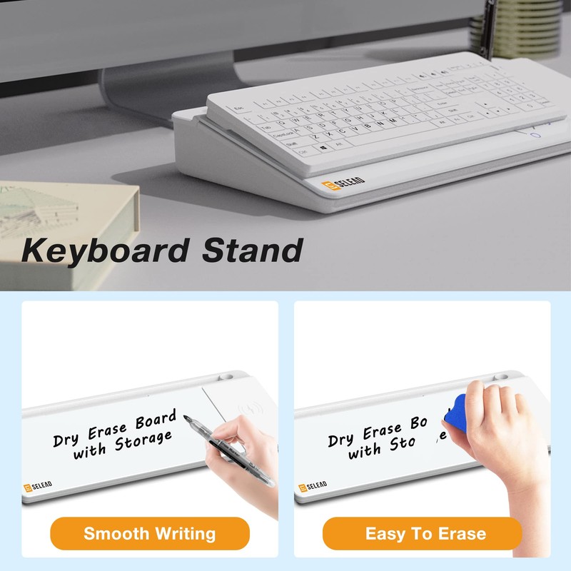 SELEAD Desktop Glass Whiteboard with Wireless Charger Station, Dry Erase