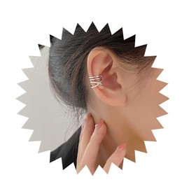 Yheakne Vintage Criss X Cross Ear Cuff Earrings Crystal Cuff Wrap Earrings Silver Clip On Cartilage Earrings Rhinestone Non Piercing Earrings Jewellery for Women