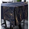 Bishilin Navy Blue Table Cloth, Dining Table Cover Gold Line